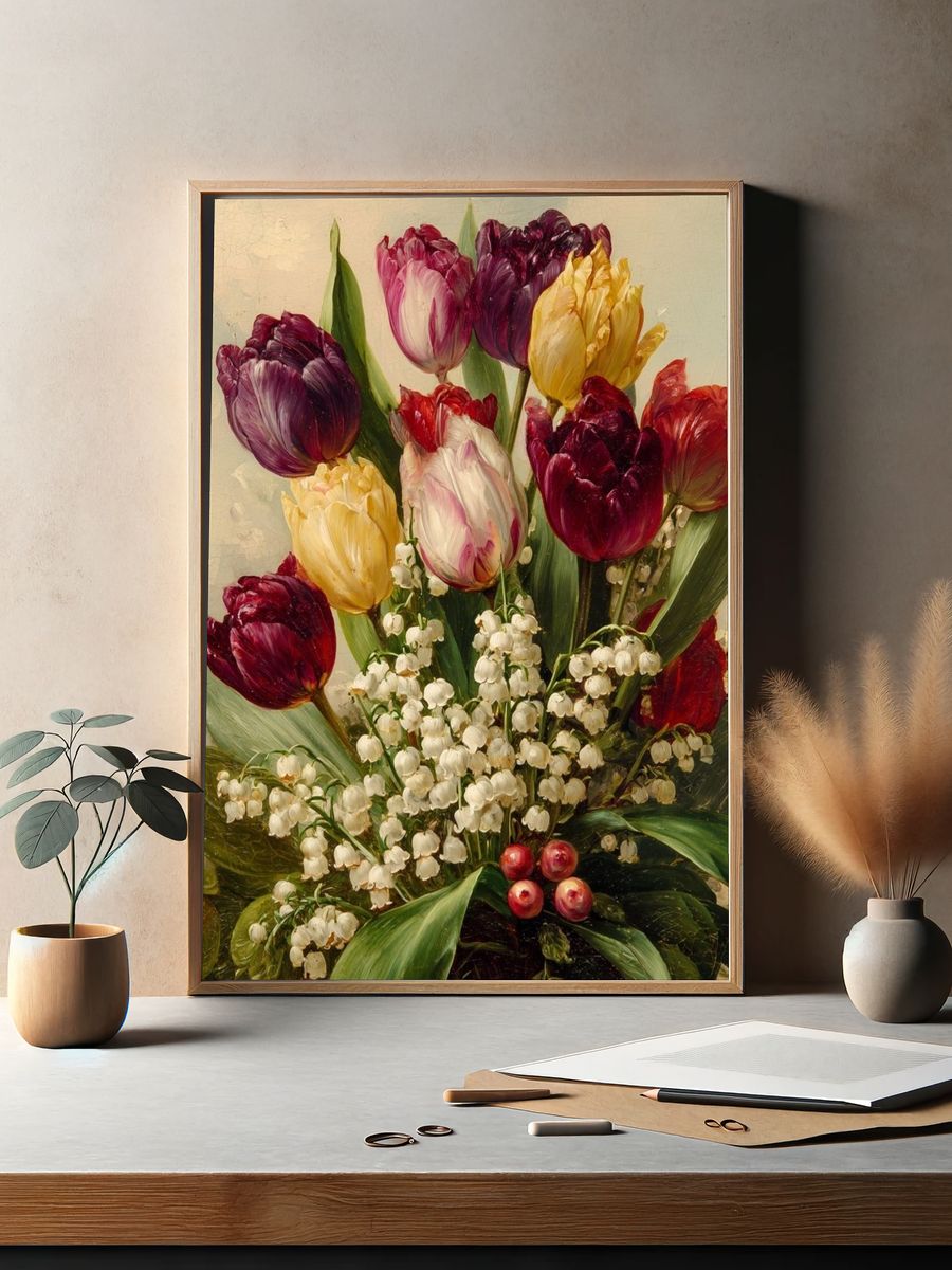 Tulip Bouquet — Fine Art Print. — room view 2