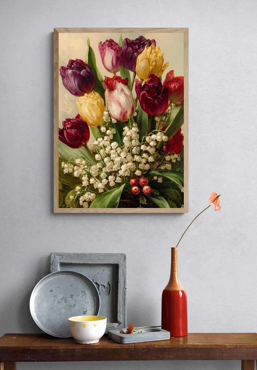 Tulip Bouquet — Fine Art Print. — room view 3