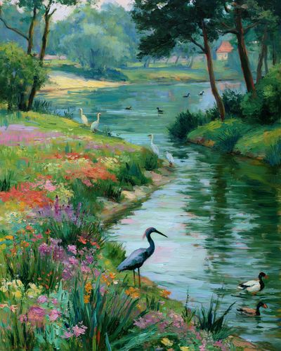 Serene River Birds Fine-Art Print.