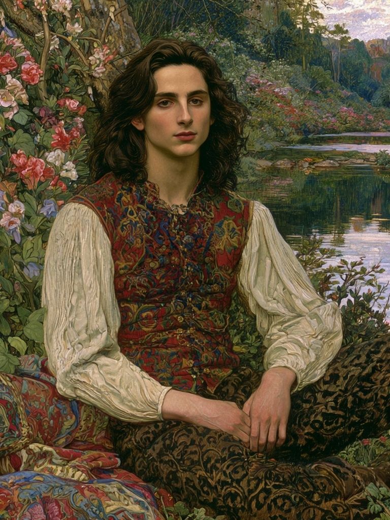 Pre-Raphaelite Garden Portrait Print. poster detail