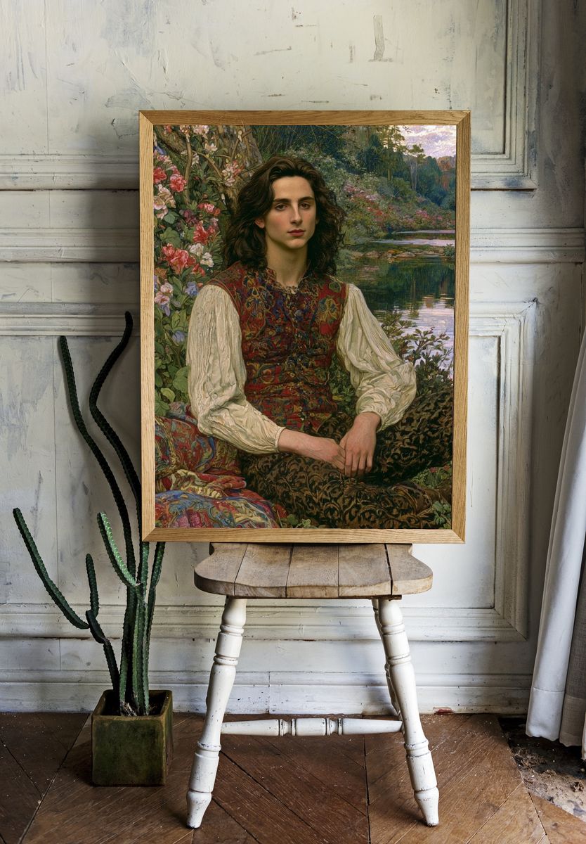 Pre-Raphaelite Garden Portrait Print. — room view 1