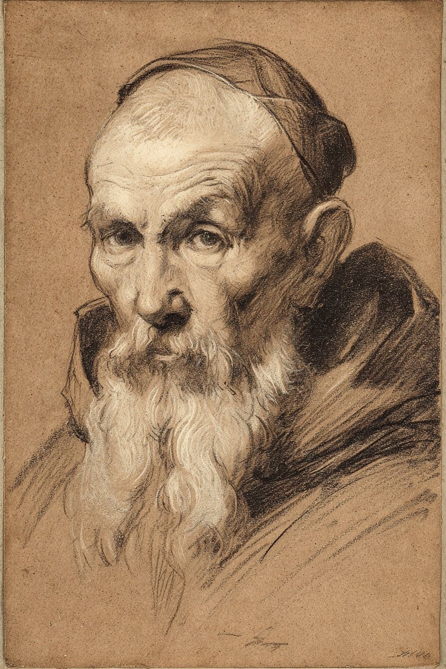 Elderly Monk Portrait — Fine Art Print. poster detail