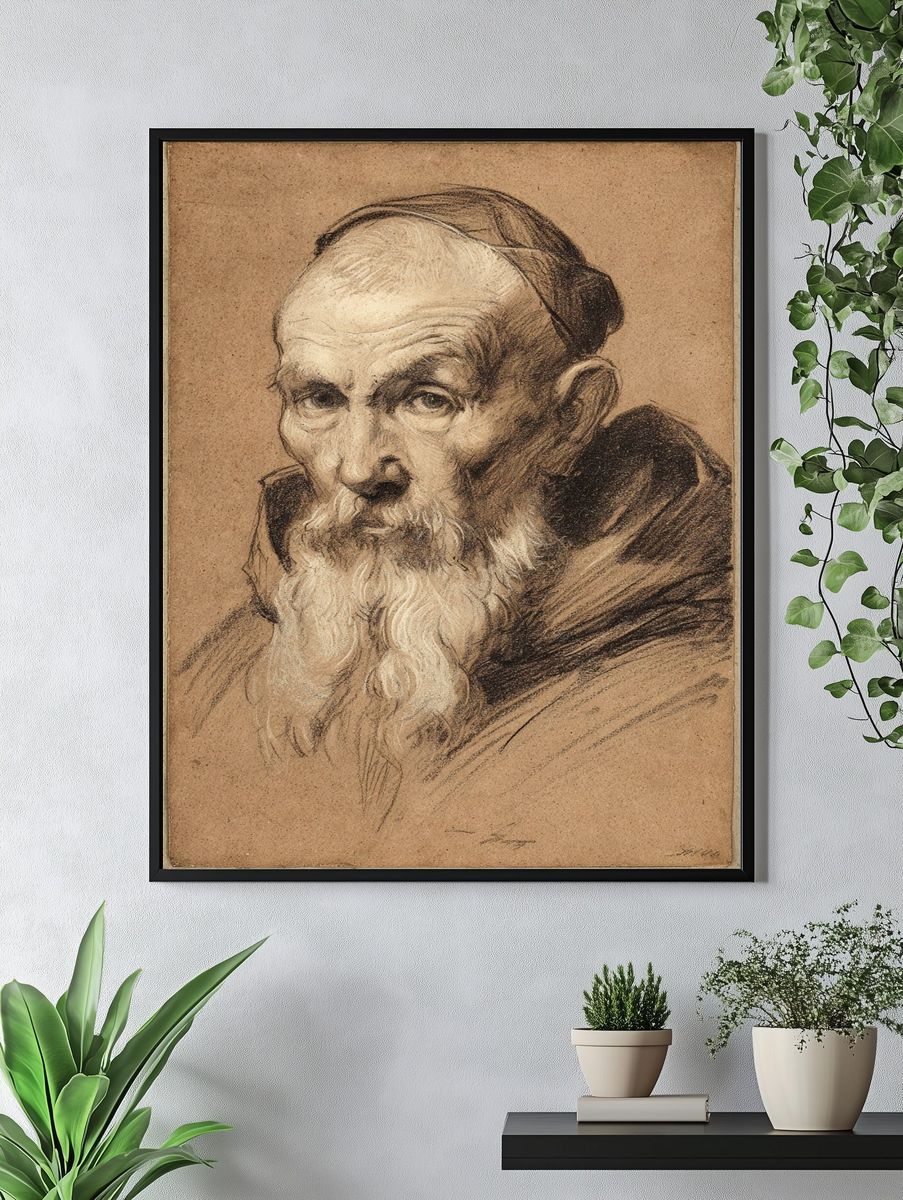 Elderly Monk Portrait — Fine Art Print. — room view 4