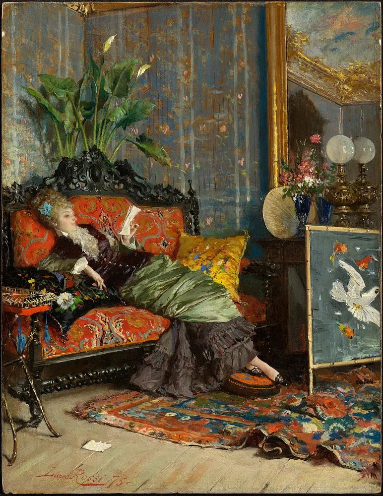 Elegant Woman Reading — Fine Art Print. poster — fine-art art