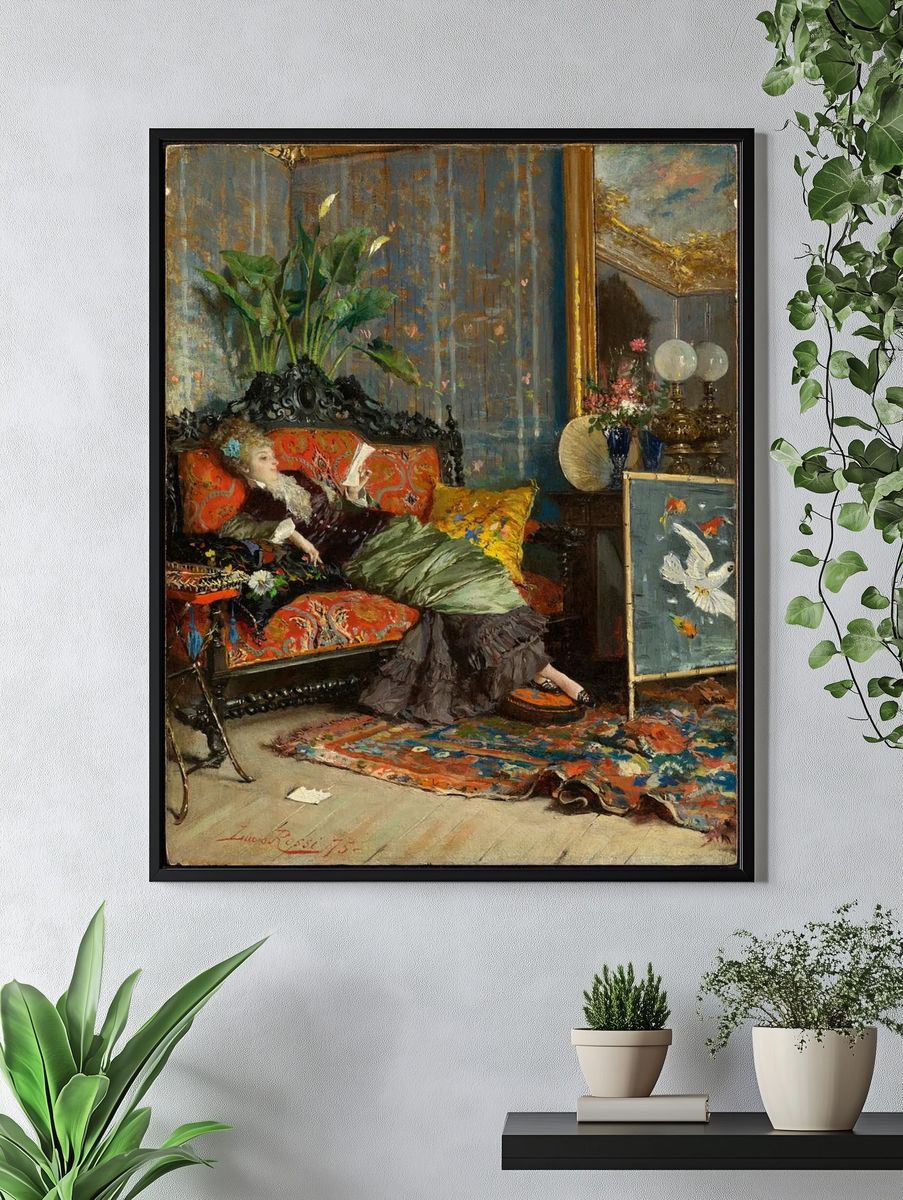 Elegant Woman Reading — Fine Art Print. — room view 4