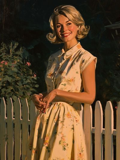Smiling Woman in Garden Fine-Art Poster.