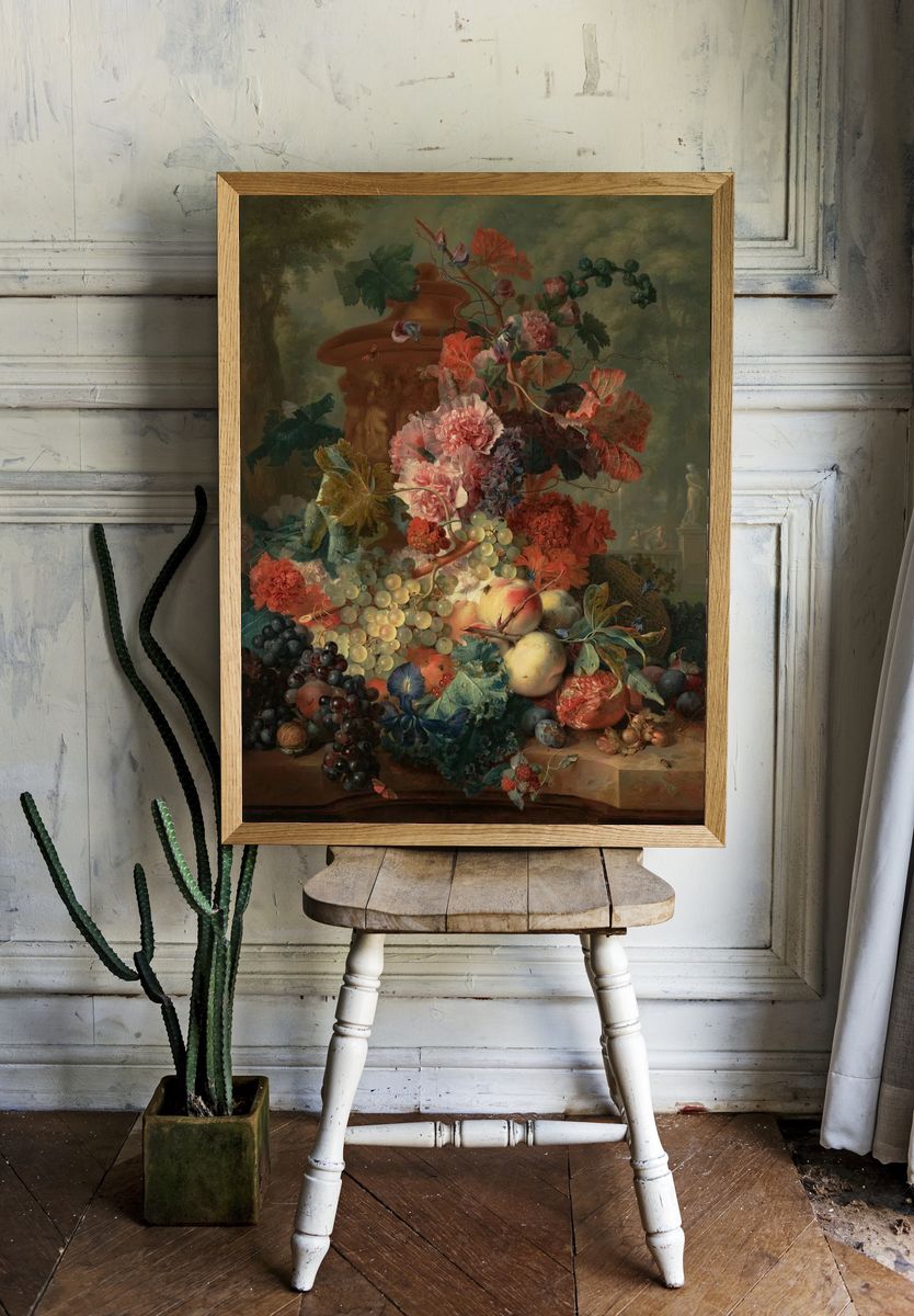 Fruit and Flowers Still Life — Fine Art Print. — room view 1