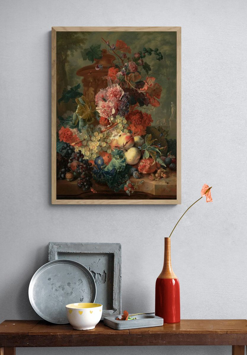 Fruit and Flowers Still Life — Fine Art Print. — room view 3