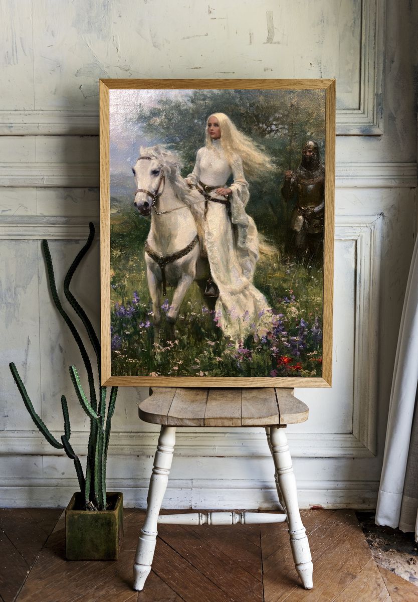 White Rider Fantasy Painting Poster. — room view 1