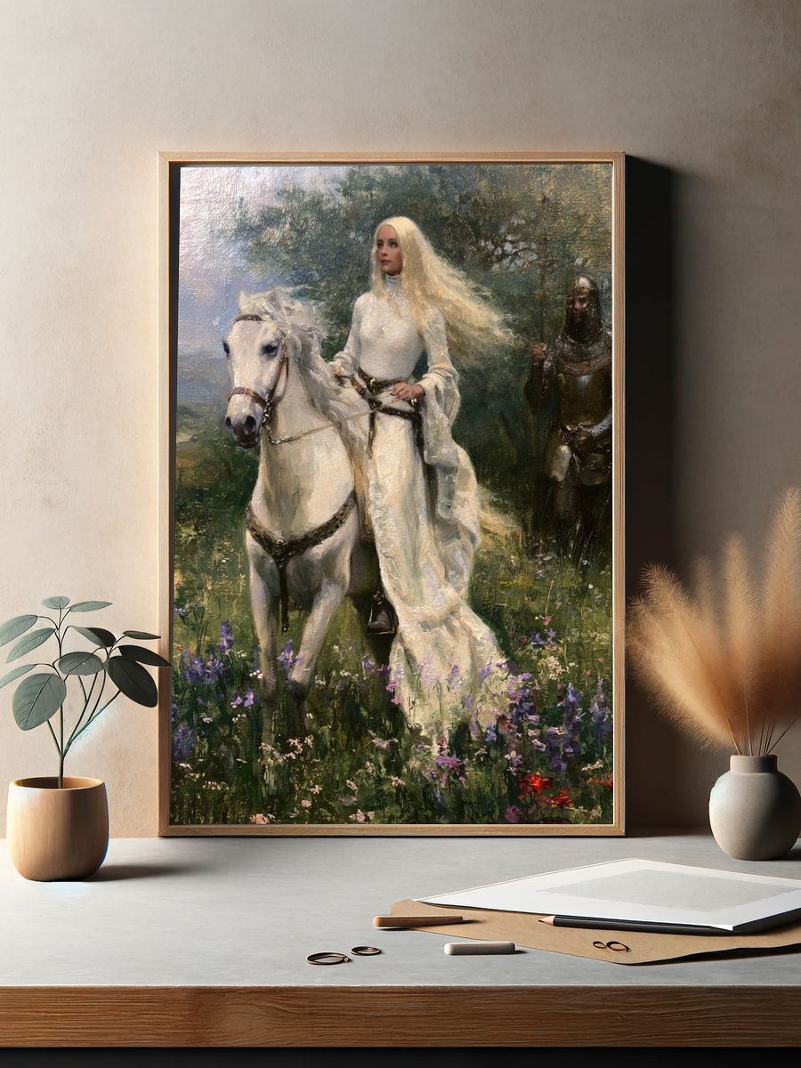 White Rider Fantasy Painting Poster. — room view 2