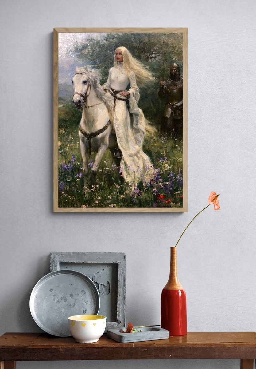 White Rider Fantasy Painting Poster. — room view 3