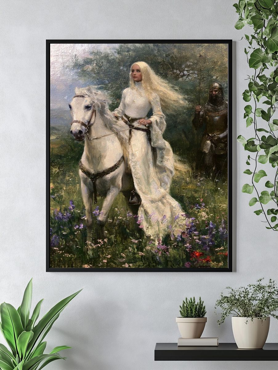 White Rider Fantasy Painting Poster. — room view 4
