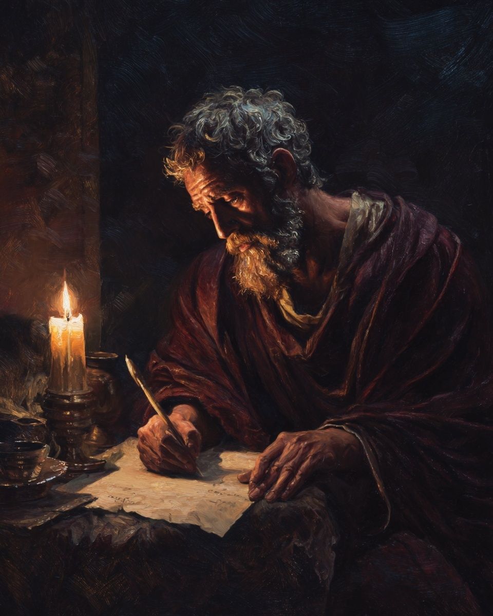 Philosopher Writing by Candlelight — Fine Art Print. poster — fine-art art