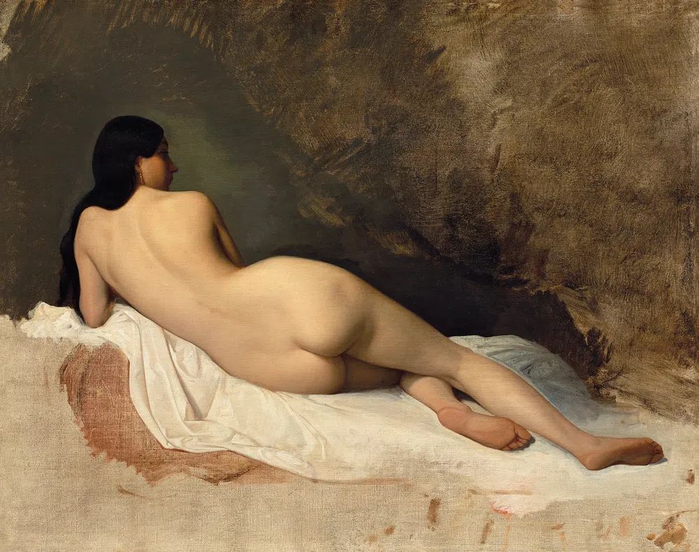 Naked woman posing sexually showing. poster — fine-art art