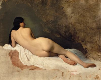 Naked woman posing sexually showing. poster print