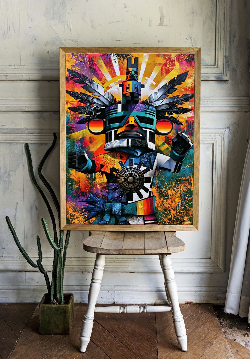 Totem Mask Pop-Art Poster. room preview