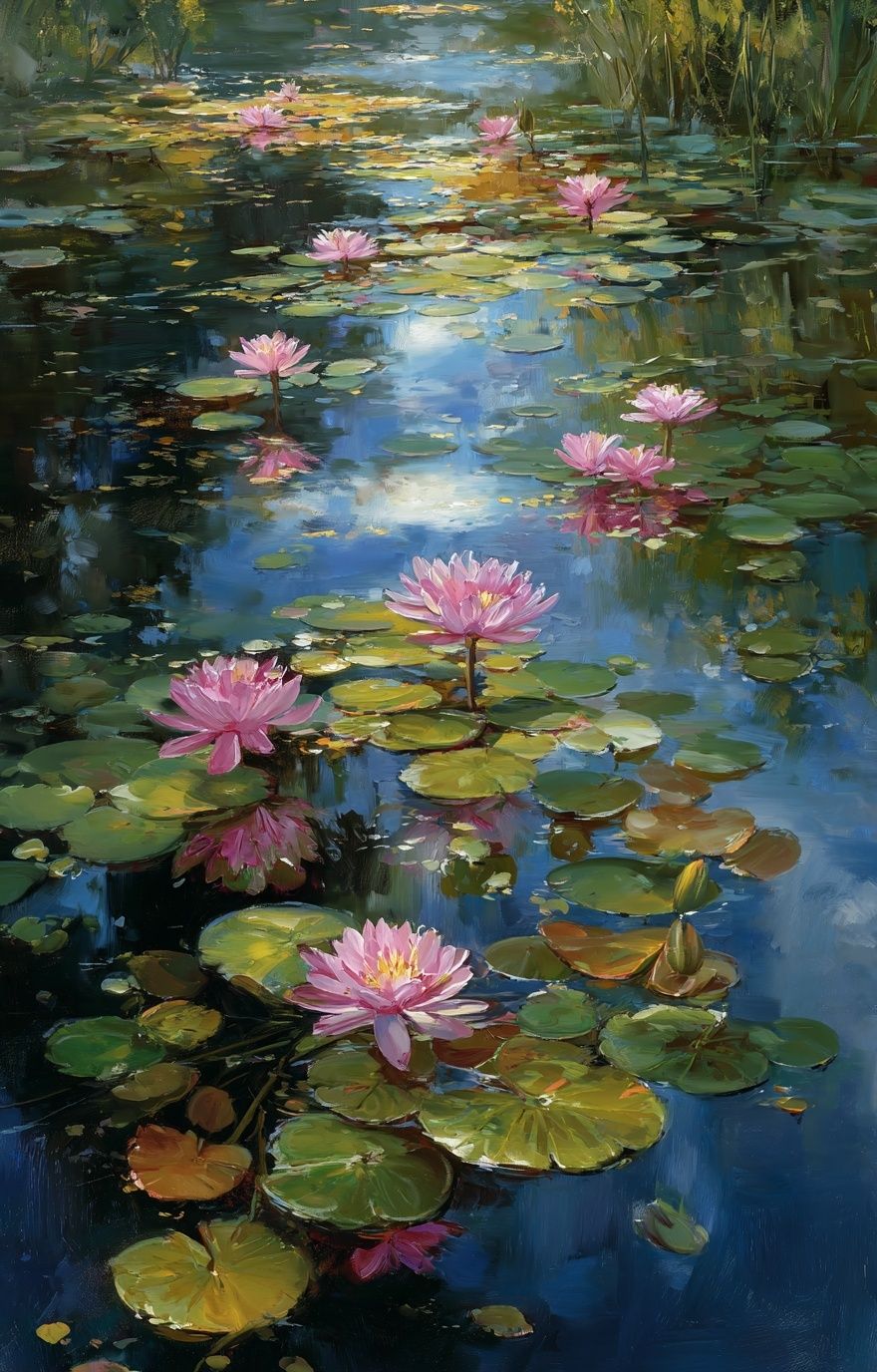 Pink Water Lilies Fine-Art Poster. poster — fine-art art
