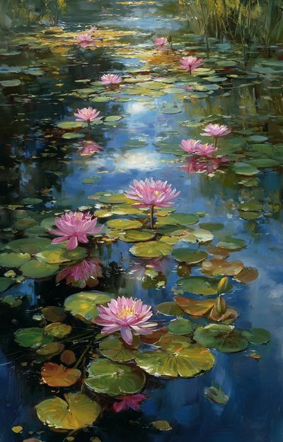 Pink Water Lilies Fine-Art Poster.