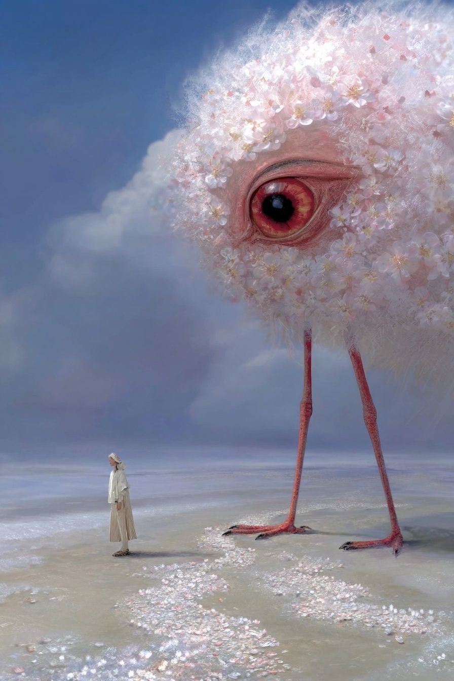 Whimsical Creature Encounter — Fine Art Print. poster detail