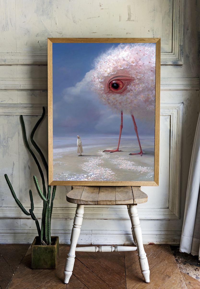 Whimsical Creature Encounter — Fine Art Print. — room view 1