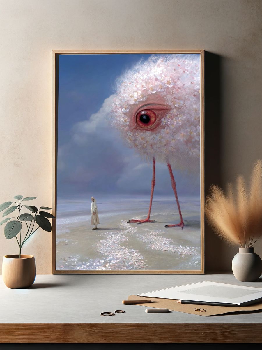 Whimsical Creature Encounter — Fine Art Print. — room view 2