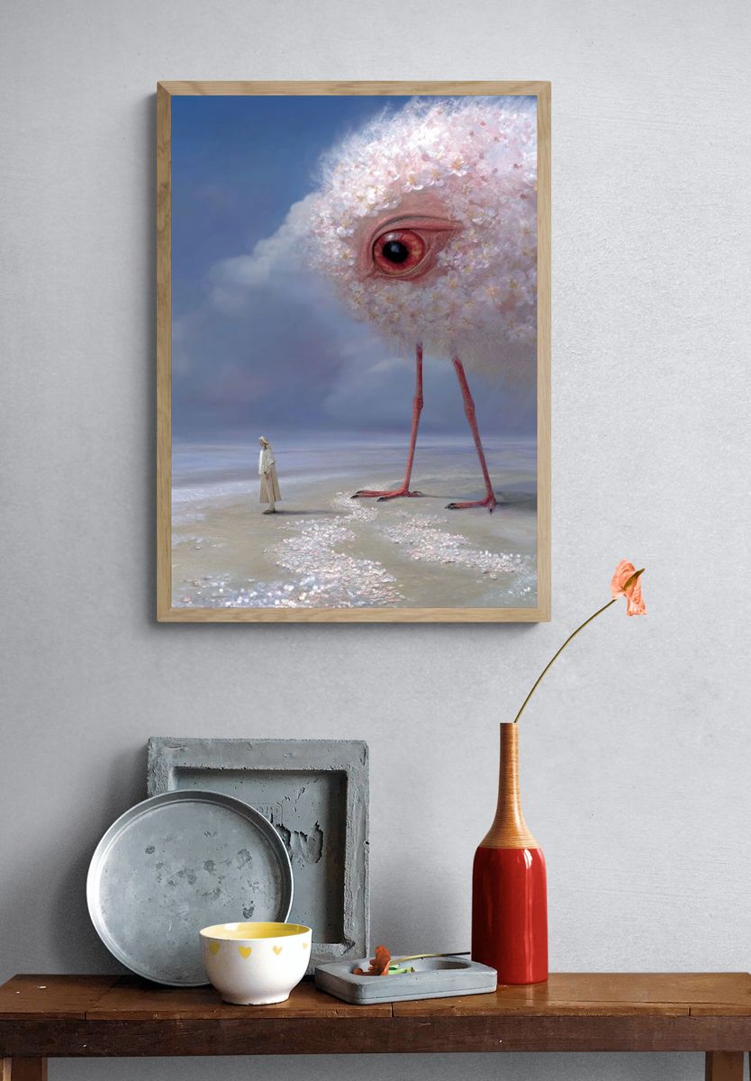 Whimsical Creature Encounter — Fine Art Print. — room view 3