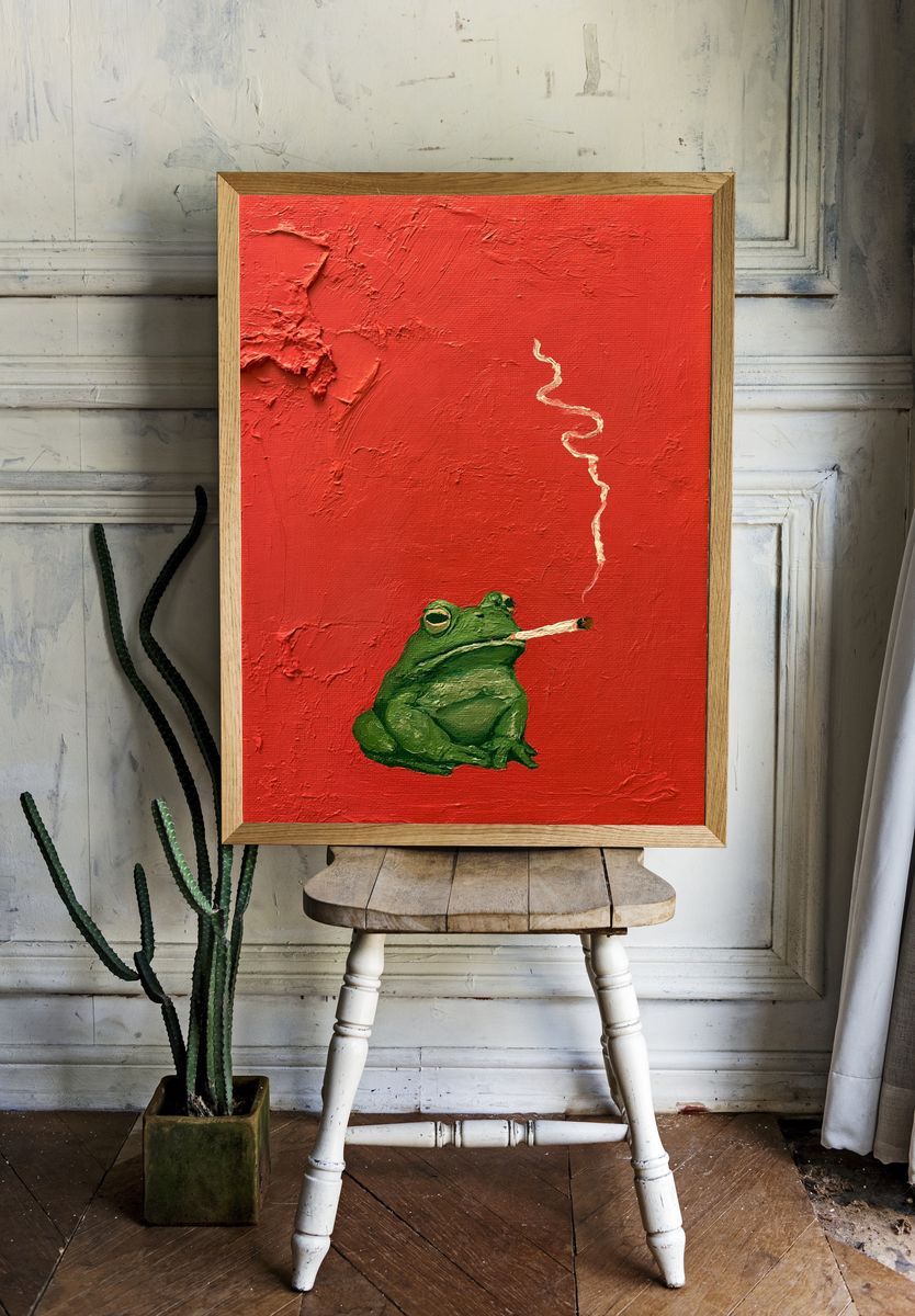 Smoking Frog Pop-Art Poster. room preview