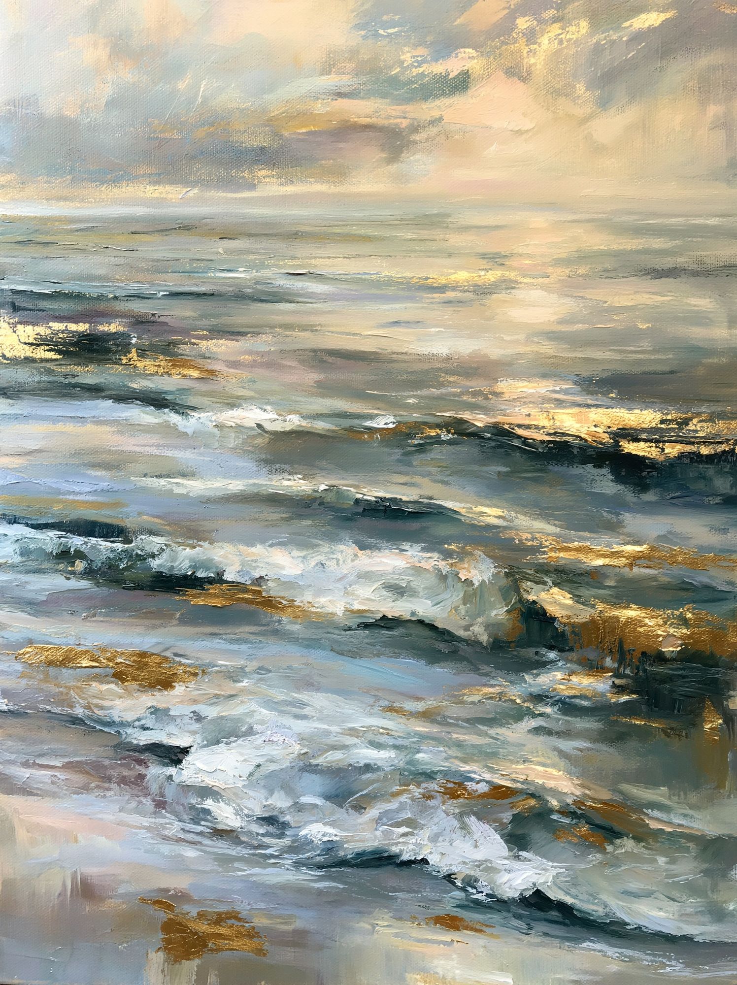 Golden Seascape Impressionist Poster. poster — fine-art art