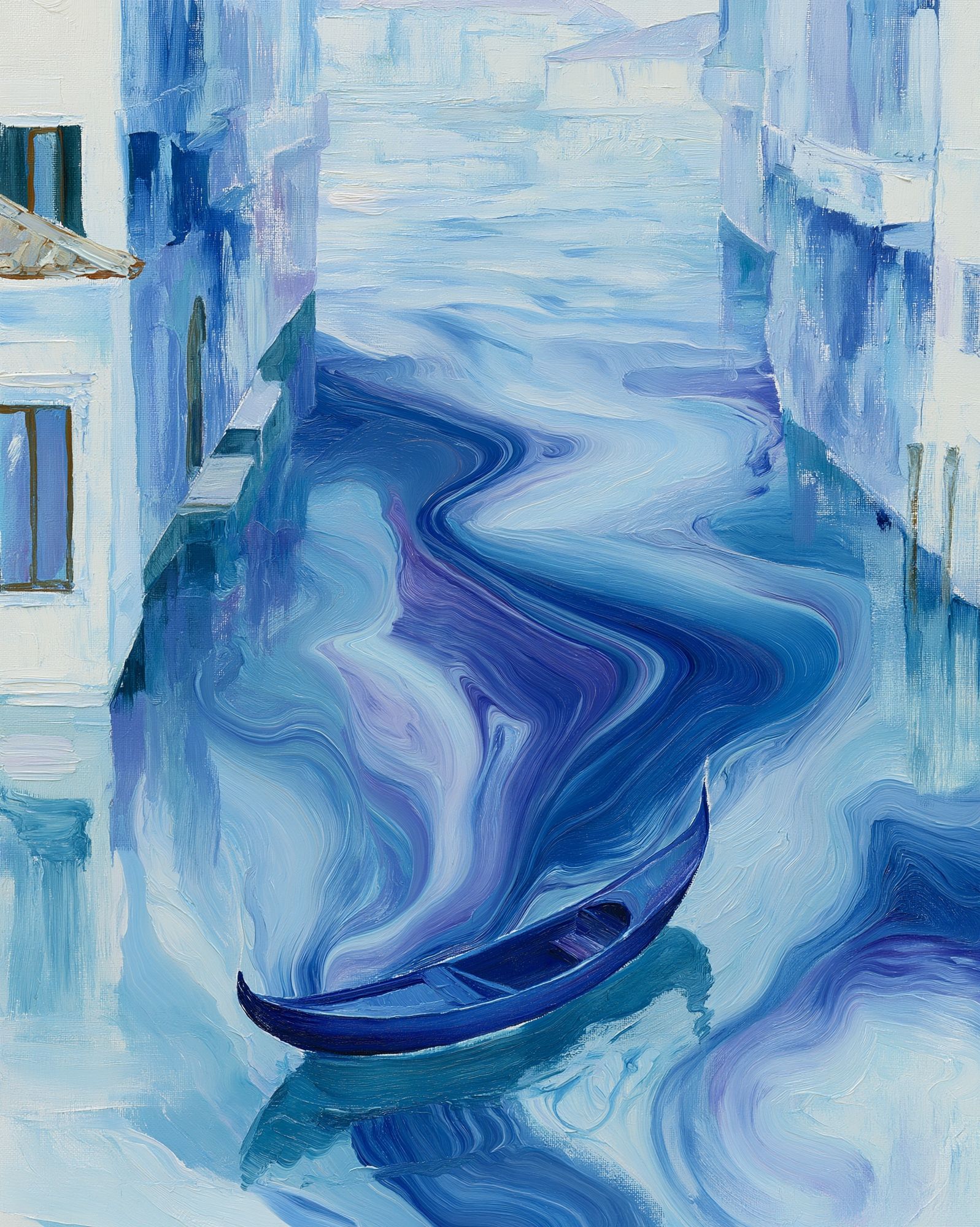 Blue Canal Gondola Illustration Poster. poster detail