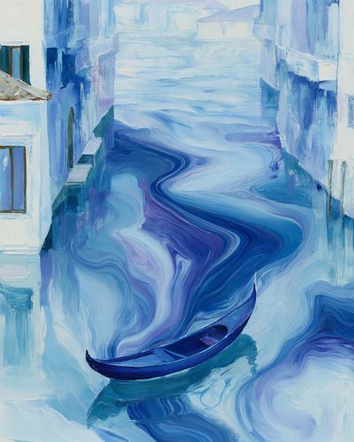 Blue Canal Gondola Illustration Poster. poster