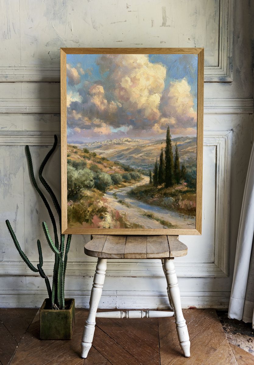 Tuscan Hills Landscape Print. room preview