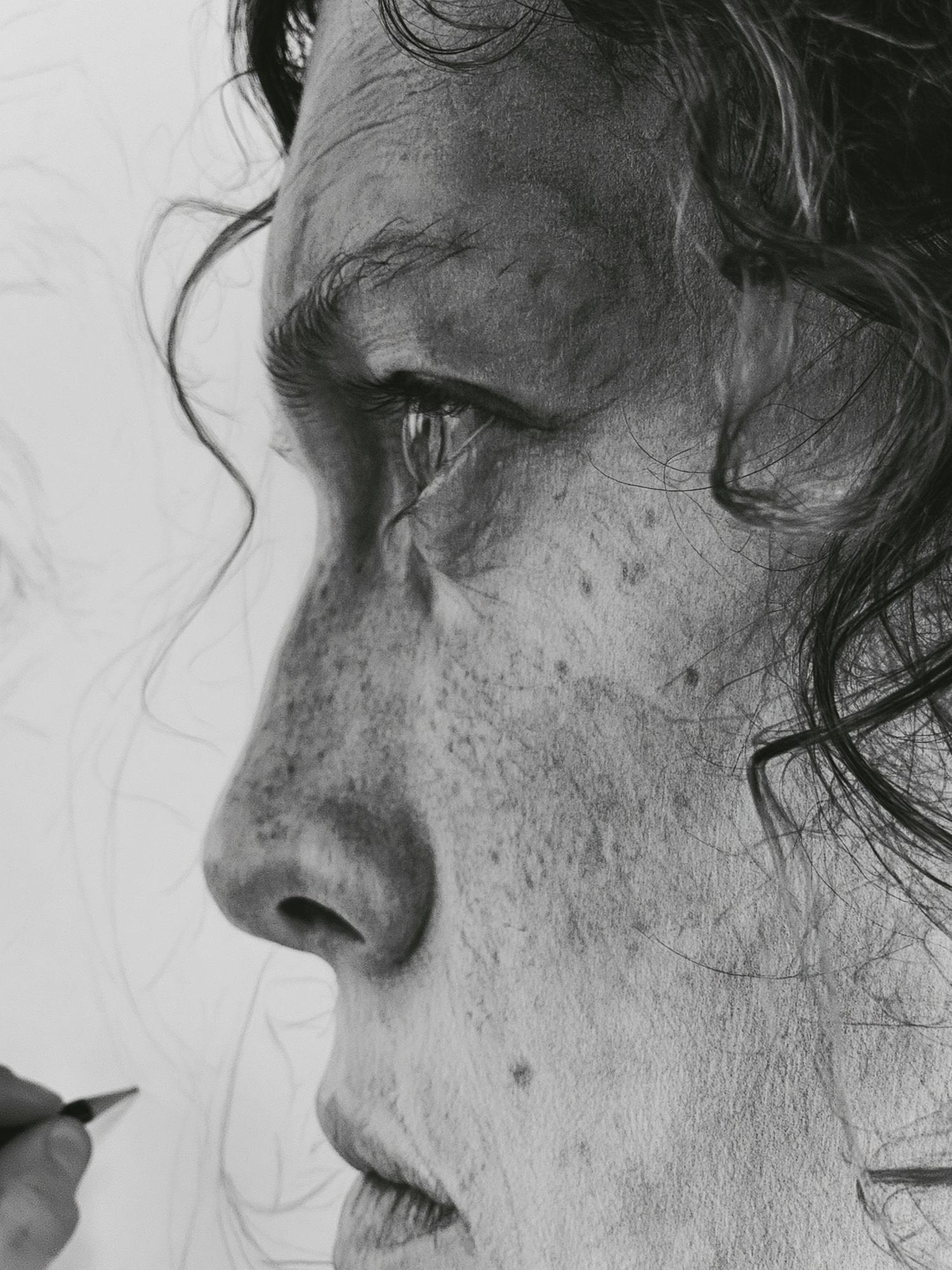 Charcoal Portrait Sketch Print. poster detail