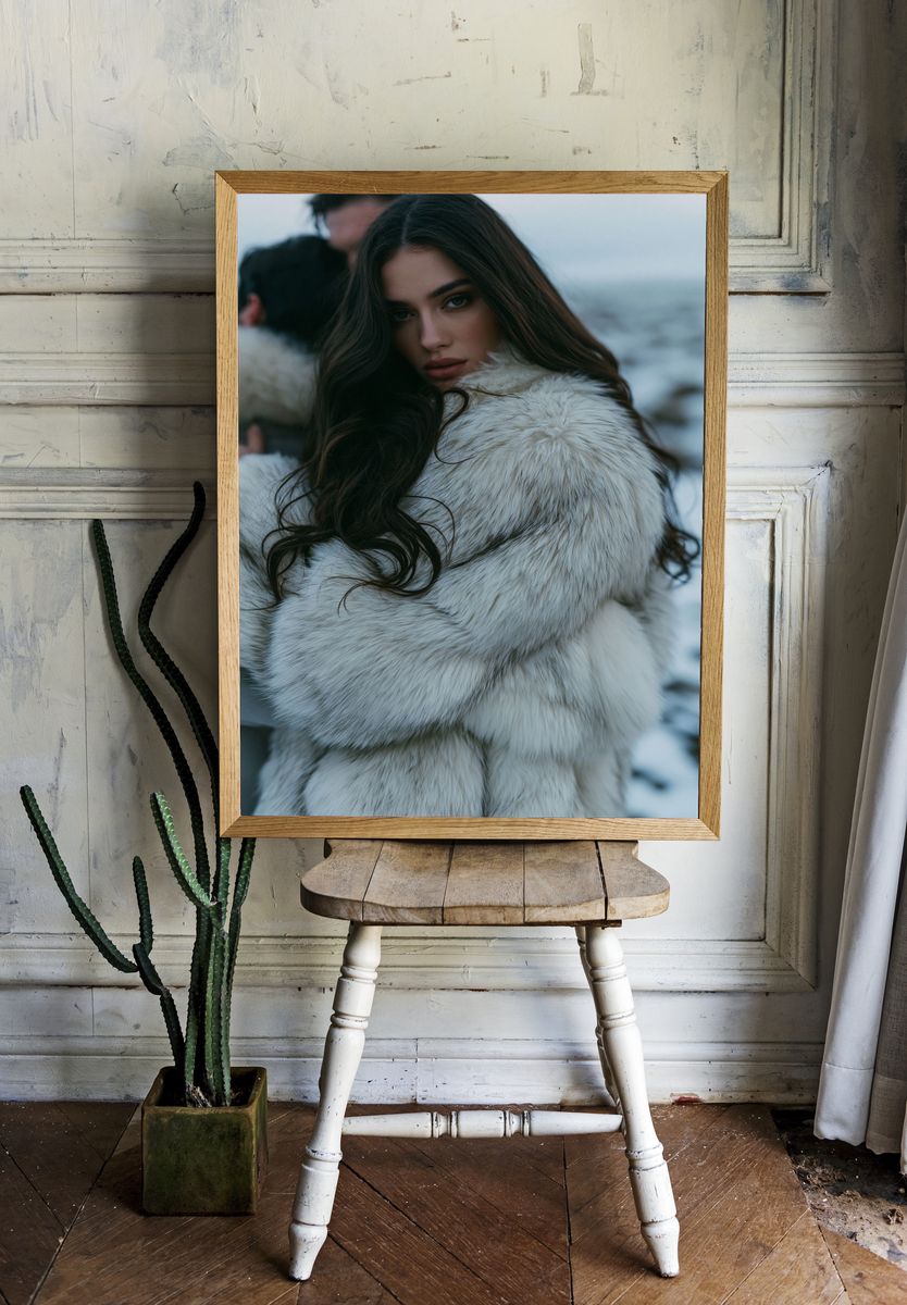 Fur Coat Portrait Photography Poster. room preview
