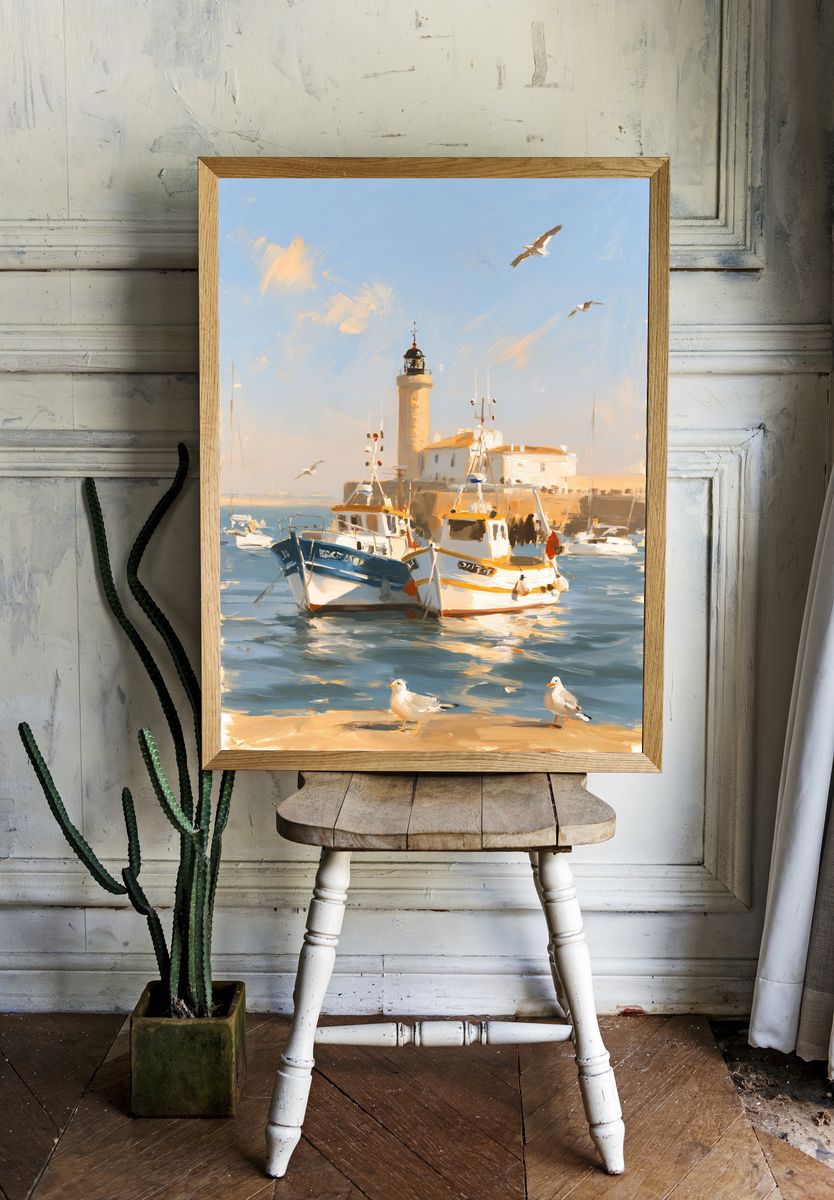 Harbor Lighthouse Seascape Poster. room preview