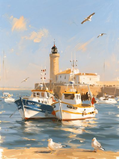Harbor Lighthouse Seascape Poster. poster