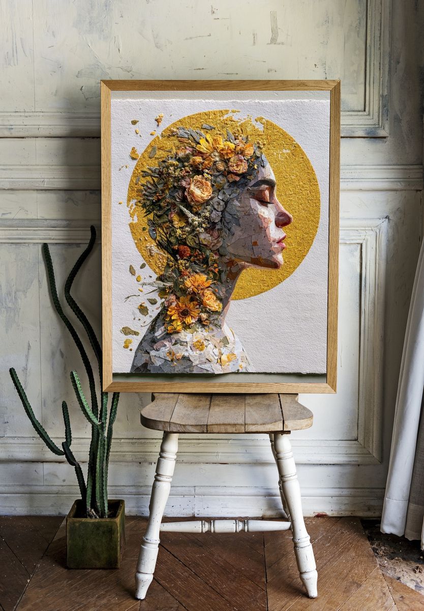 Floral Halo Portrait Print. room preview