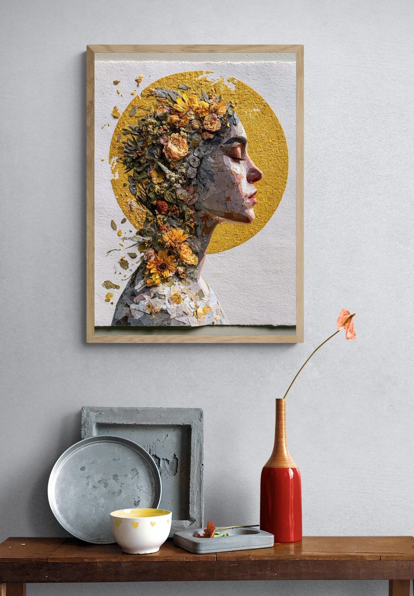 Floral Halo Portrait Print. — room view 3