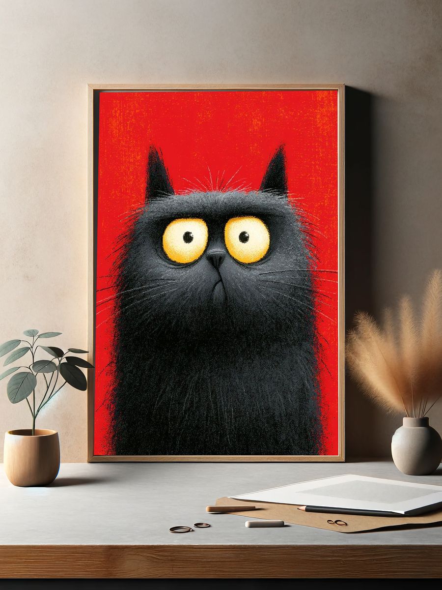 Black Cat Pop-Art Poster. — room view 2