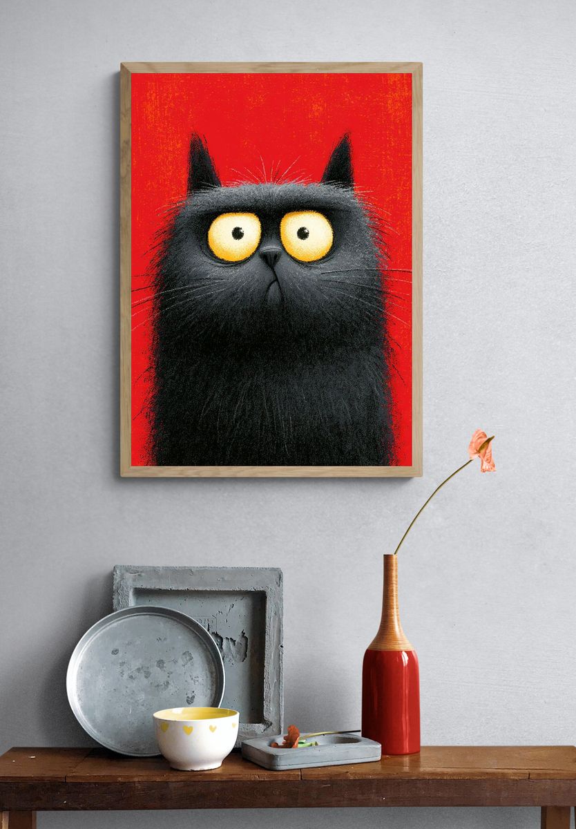 Black Cat Pop-Art Poster. — room view 3