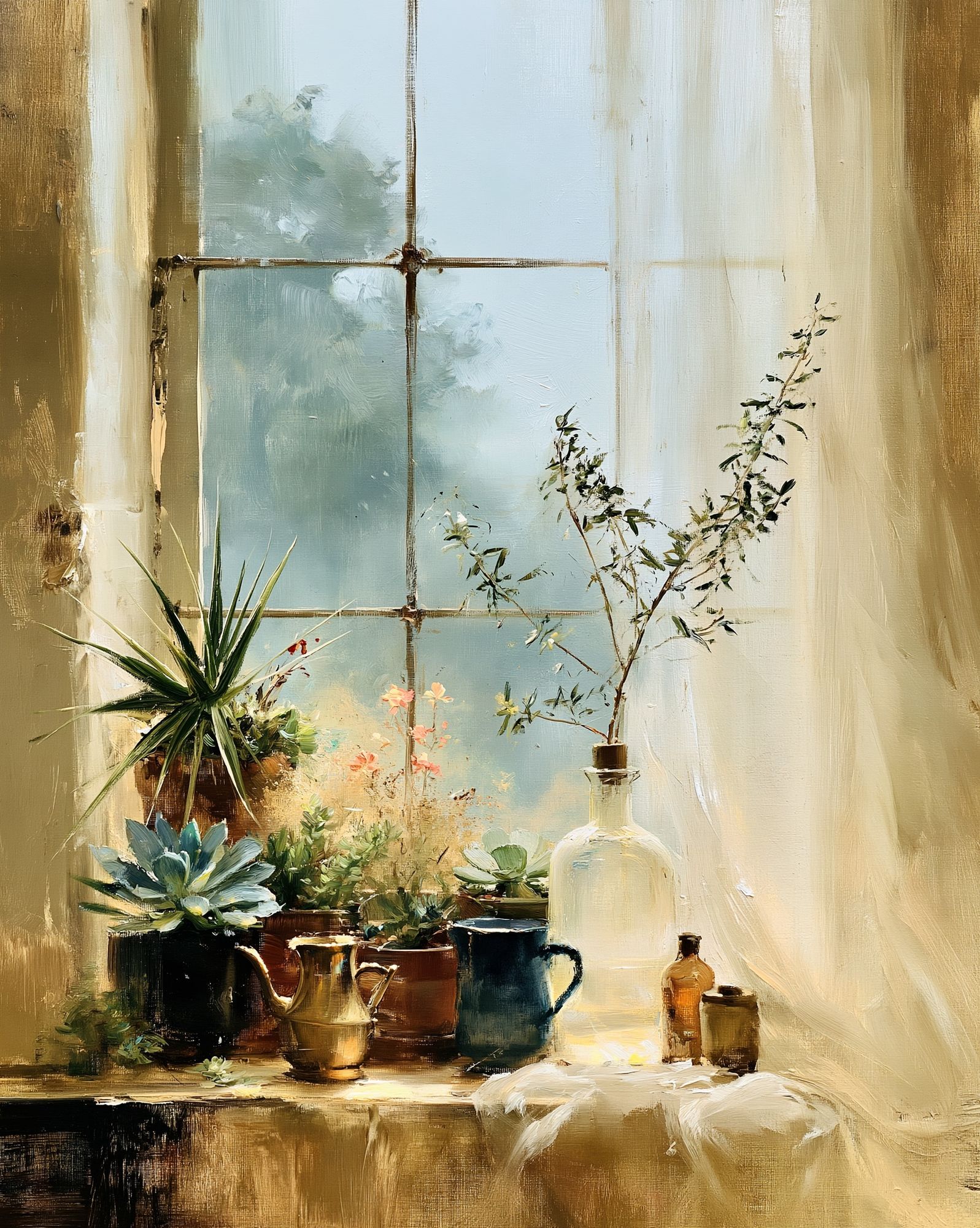 Sunlit Still Life Window Poster. poster detail