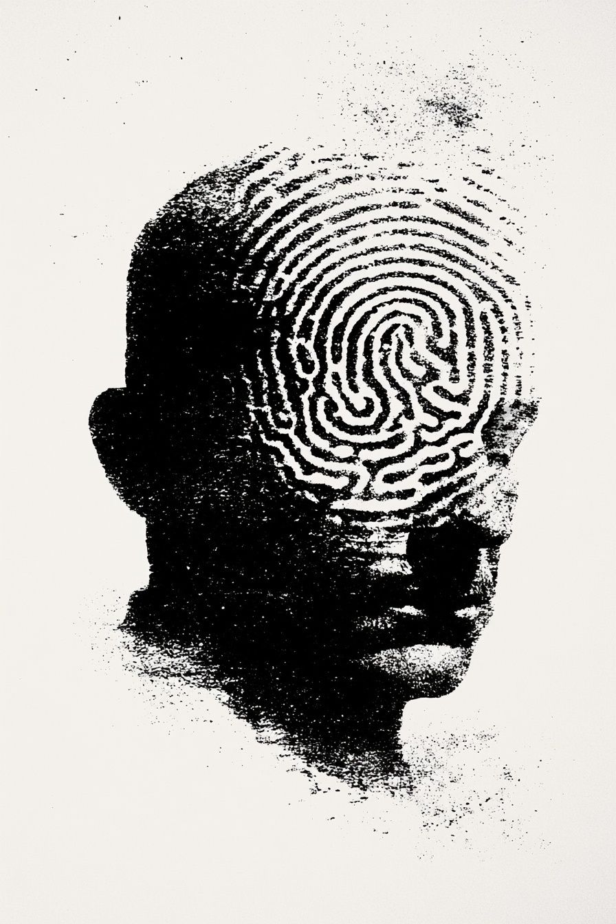 Fingerprint Head Silhouette Poster. poster detail