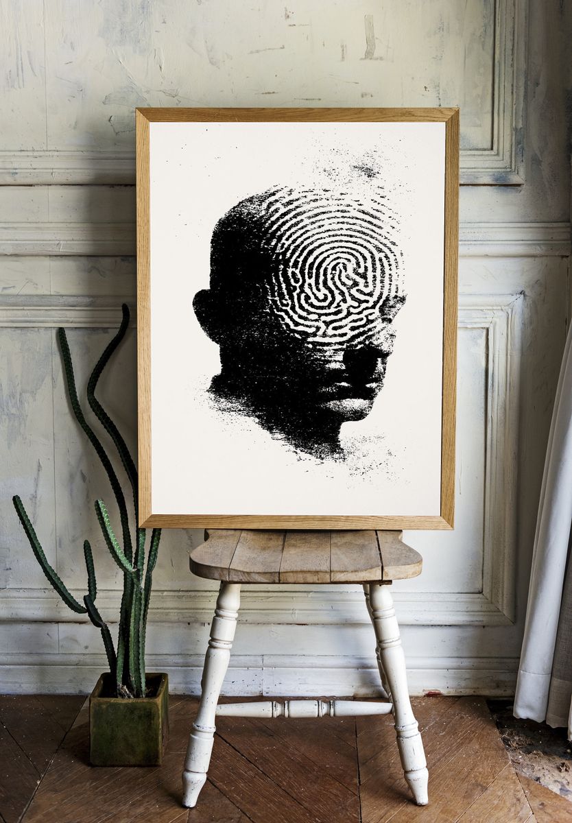 Fingerprint Head Silhouette Poster. room preview