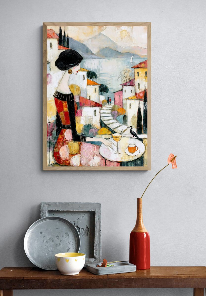 Mediterranean Terrace Woman Print. — room view 3