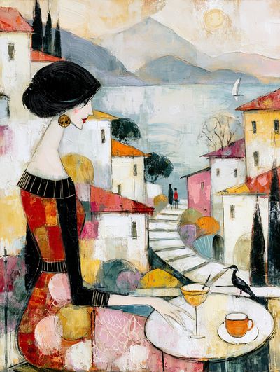 Mediterranean Terrace Woman Print.