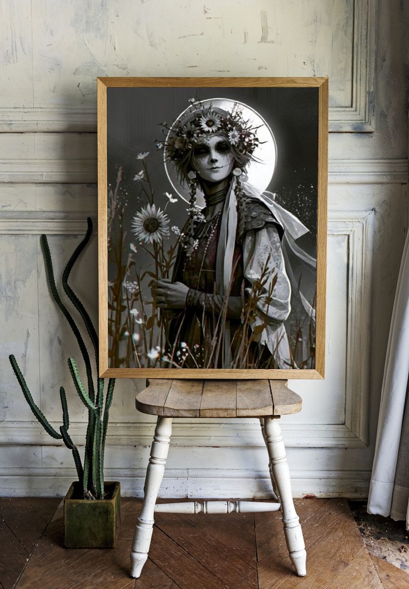 Moonlit Floral Portrait Print. — room view 1