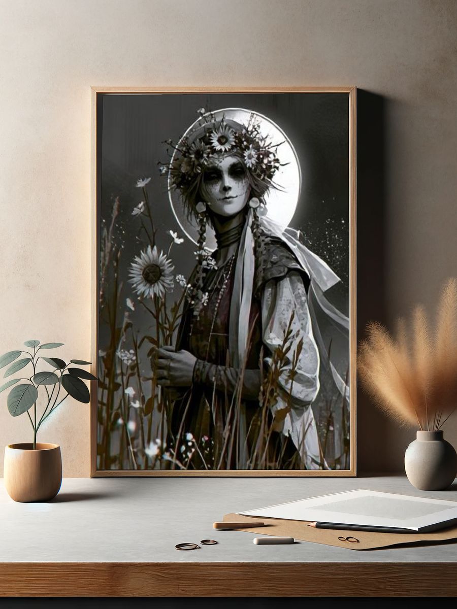 Moonlit Floral Portrait Print. — room view 2
