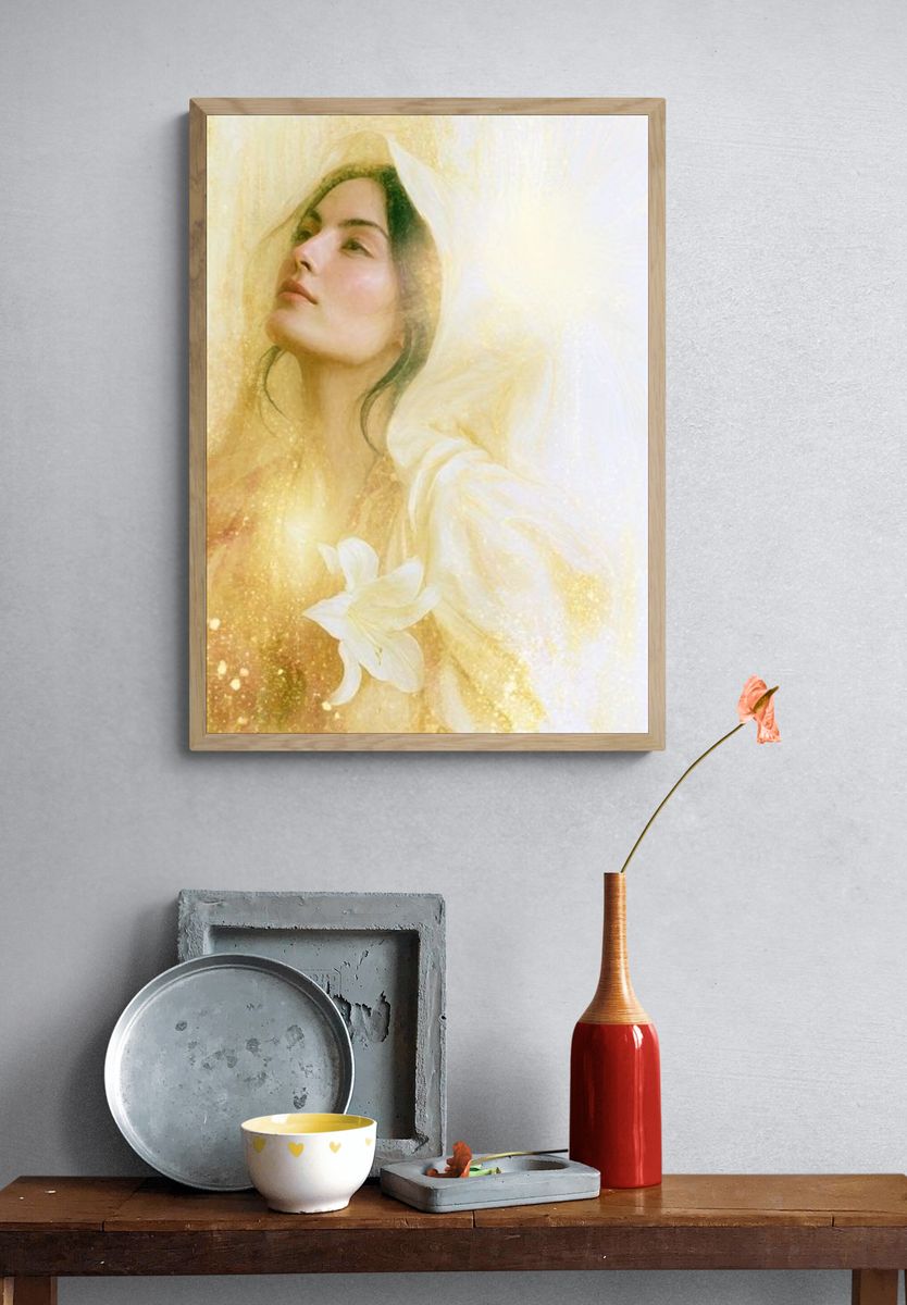 Golden Veil Portrait Print. — room view 3