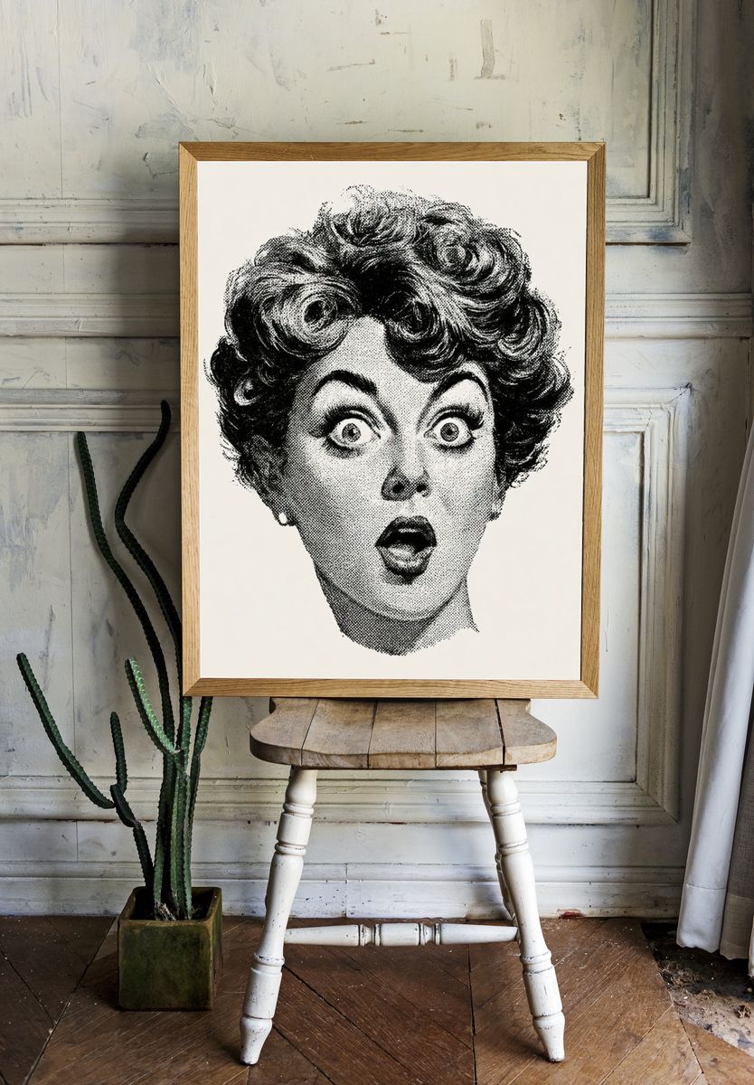 Surprised Woman Pop-Art Poster. — room view 1