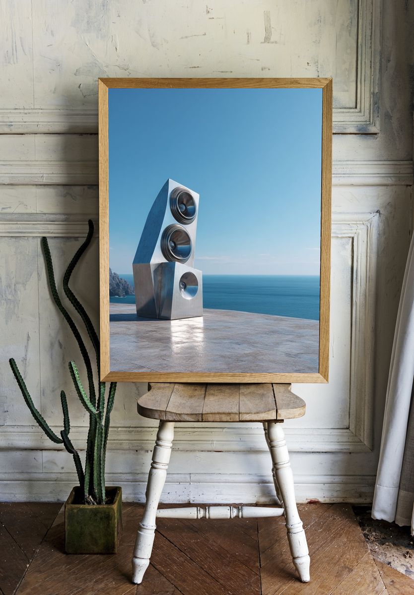 Modern Speaker Sculpture — Fine Art Print. — room view 1