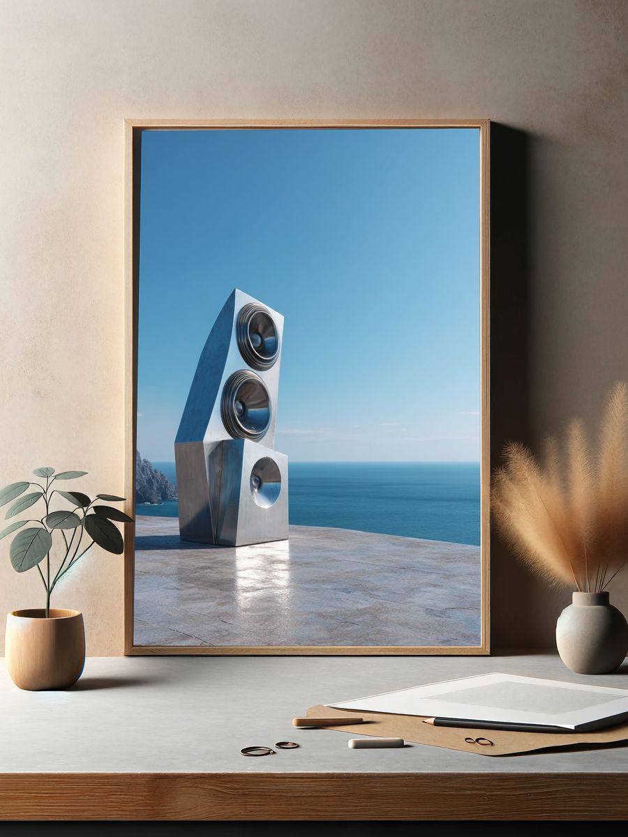 Modern Speaker Sculpture — Fine Art Print. — room view 2